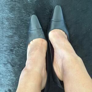 Vintage Ralph Lauren Black leather pointed toe heels pumps size 9